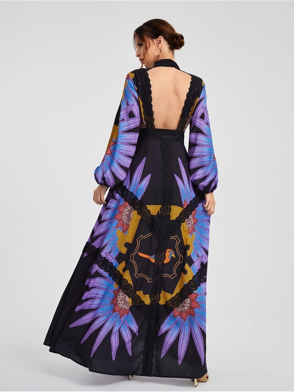 SHEIN Black Maxi Dress with Floral and Lace design - Picture 2 of 7